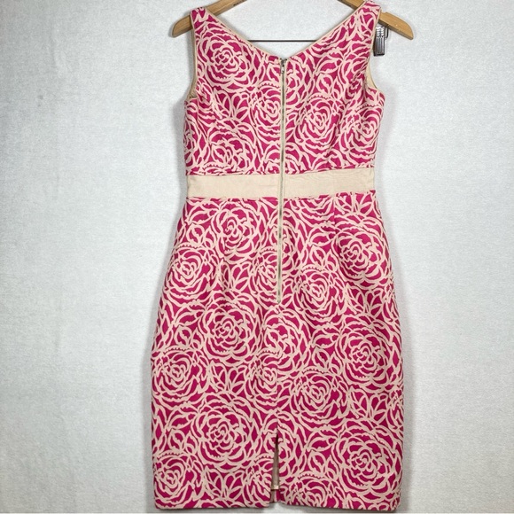 Maggy London Women’s  Sheath Dress V-Neck Sleeveless Pink White Back Zipper Sz 2 - Picture 2 of 12